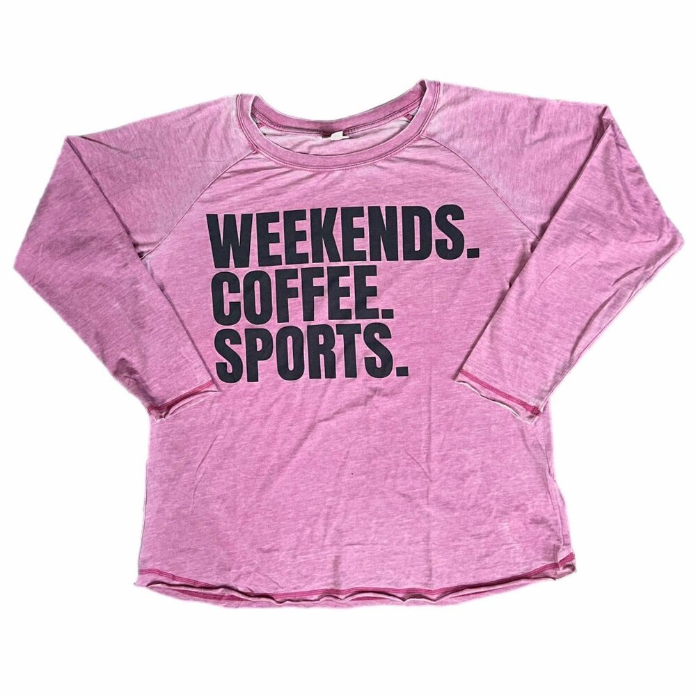 NEW XL LuLaRoe Julie Long Sleeve Weekend Sports Coffee Raglan Burnout Pink Black